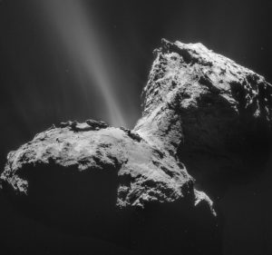 Comet 67P in January 2015 as seen by Rosetta's NAVCAM By ESA/Rosetta/NAVCAM https://www.flickr.com/photos/europeanspaceagency/16456721122/, CC BY-SA 2.0, https://commons.wikimedia.org/w/index.php?curid=40847079